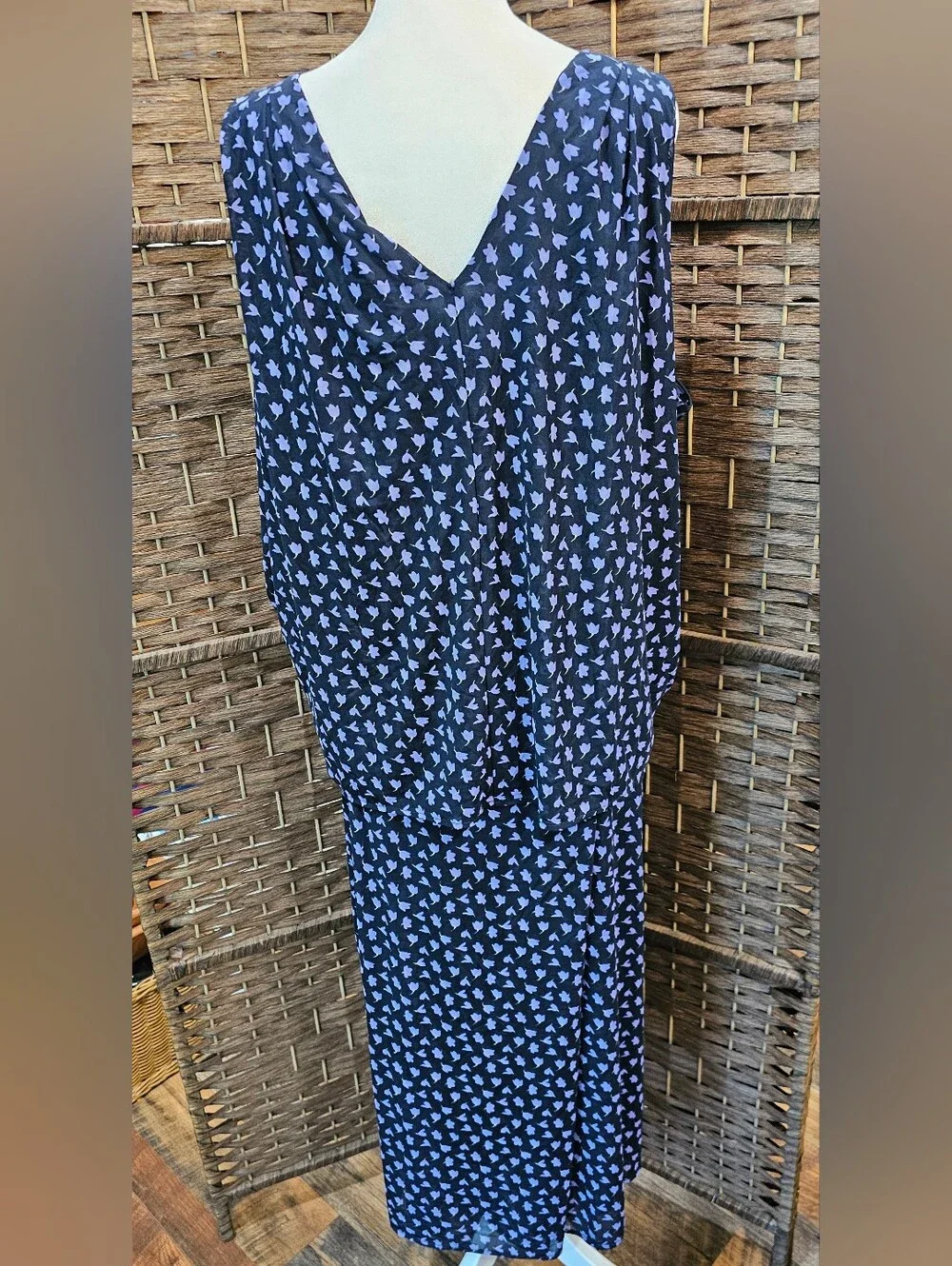 CAbi Navy with Lavender Micro-Print Swim Cover Dress